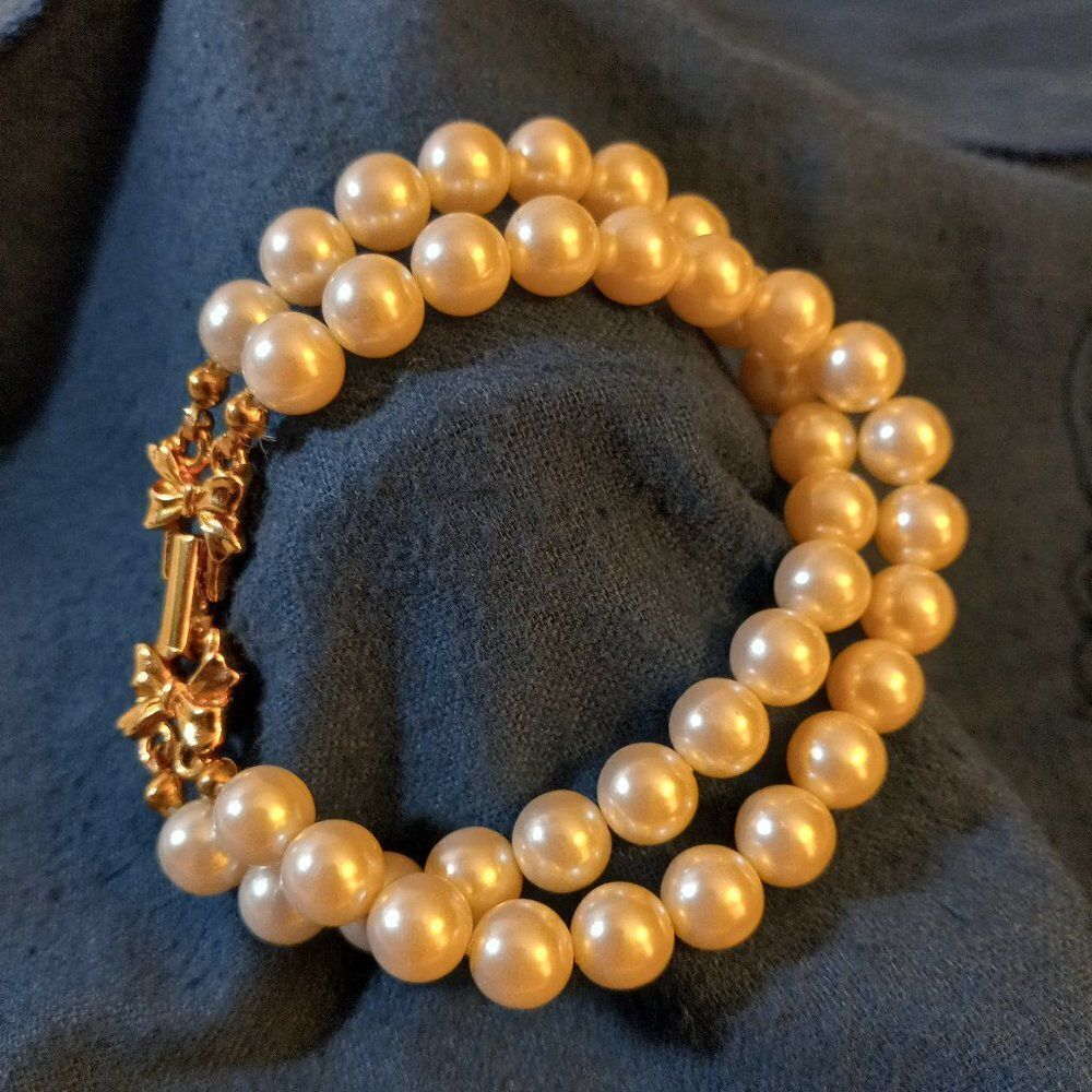 Pearl Double Strand Bracelet Faux
